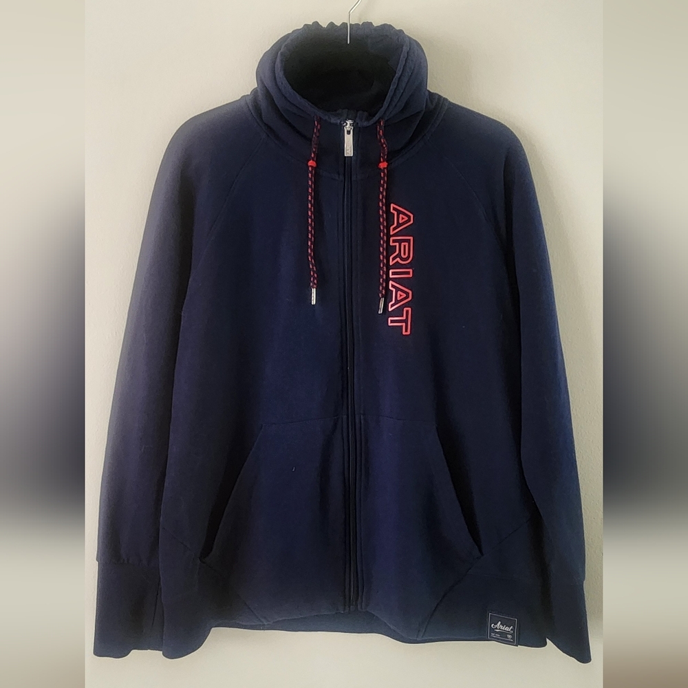 Ariat Ladies Team Logo Navy Full Zip Sweatshirt - XL